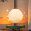 Levitating Moon Lamp Floating Saturn Lamp with Transparent Luminous Light Base Suspension 360° Rotation Saturn Light 3 Colors Display Mode Table Lamp for Home Office