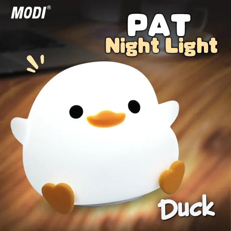 Rechargeable Night Light LED Cartoon Animal Silicone Lamp for Kids Touch Sensor Timer USB Children'S Room Dec
